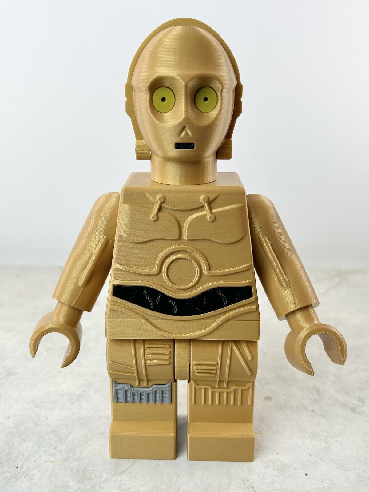 3D Printed. 9" Brick inspired Deluxe C3PO Figure