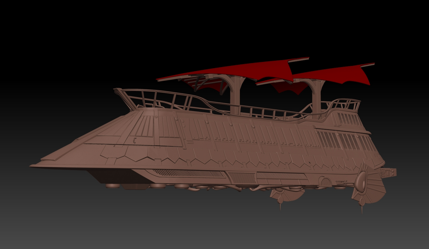 Star Wars 3D Printed 7ft Jabba Sail Barge HUGE 3.75" Scale Khetanna