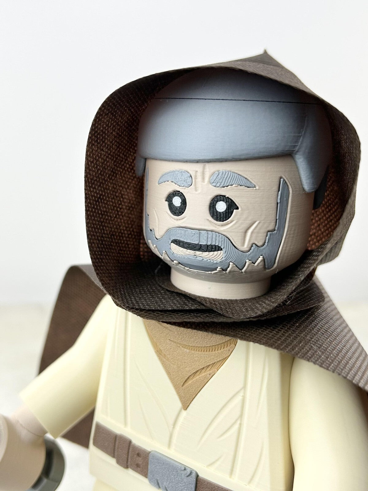 3D Printed. 9"  Brick inspired Deluxe Obi Wan Kanobi Figure With Cape