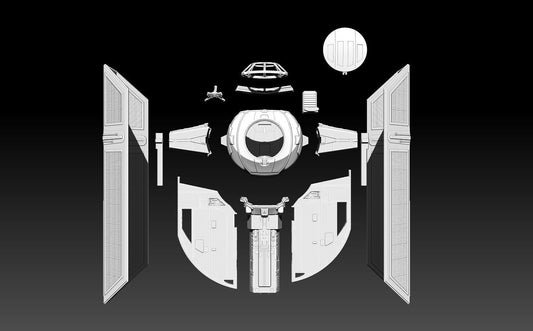 Darth Vaders Tie Advanced X1 3D print model for 3.73" Scale Star Wars figure