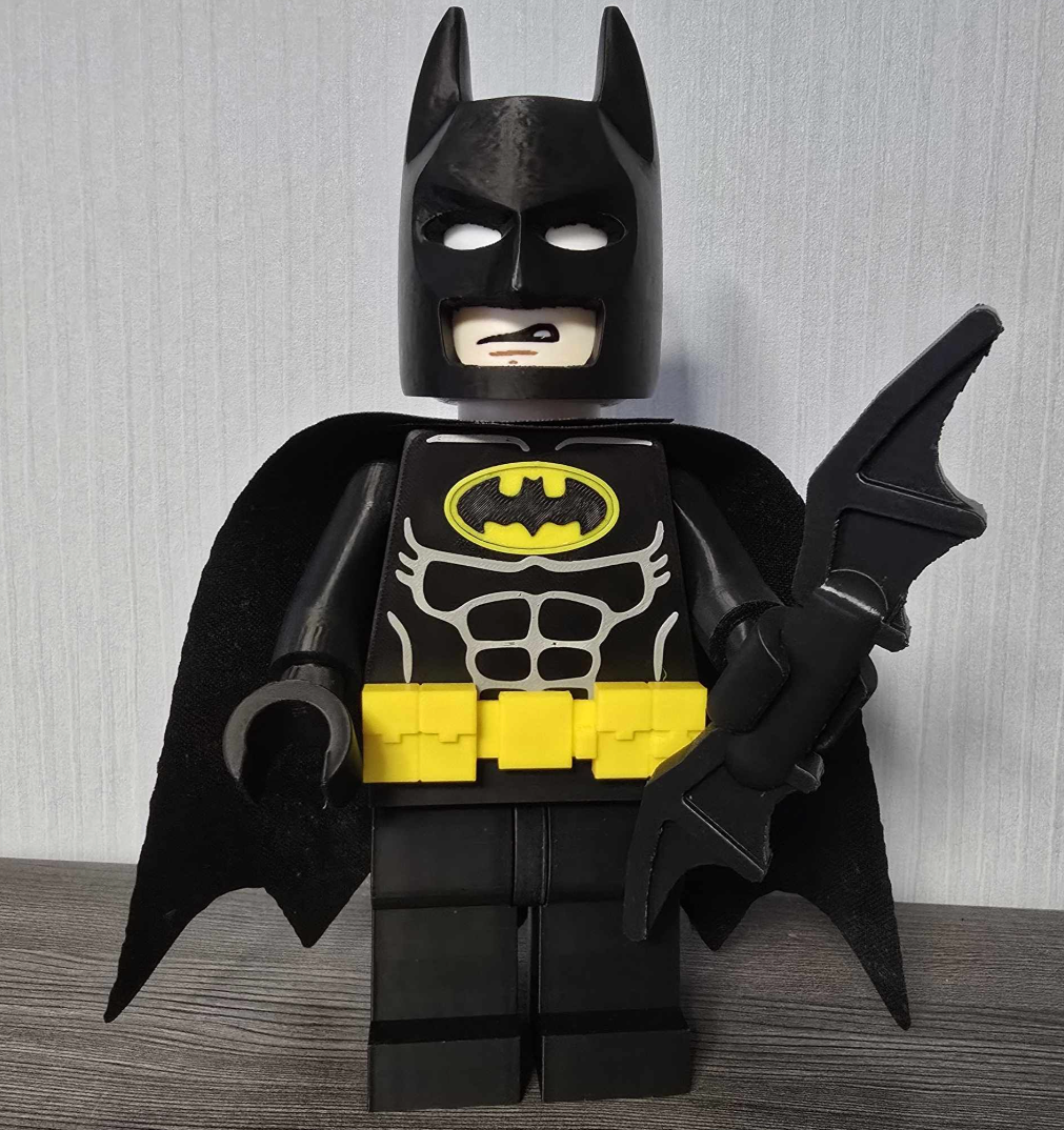 3D Printed. 9" brick inspired Deluxe Batman Figure