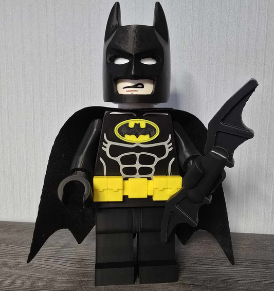 3D Printed. 9" brick inspired Deluxe Batman Figure