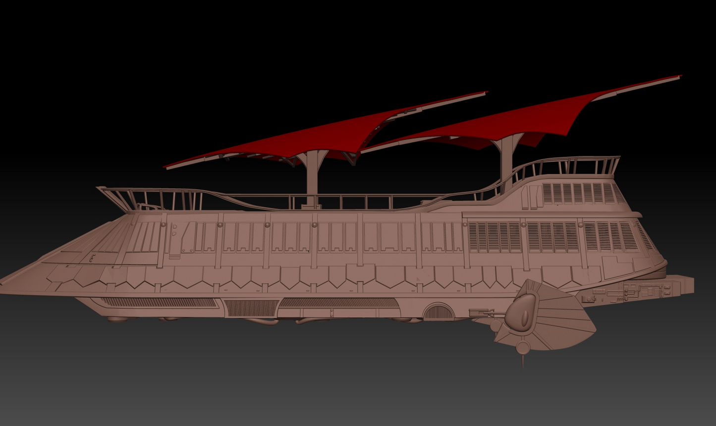 Star Wars 3D Printed 7ft Jabba Sail Barge HUGE 3.75" Scale Khetanna