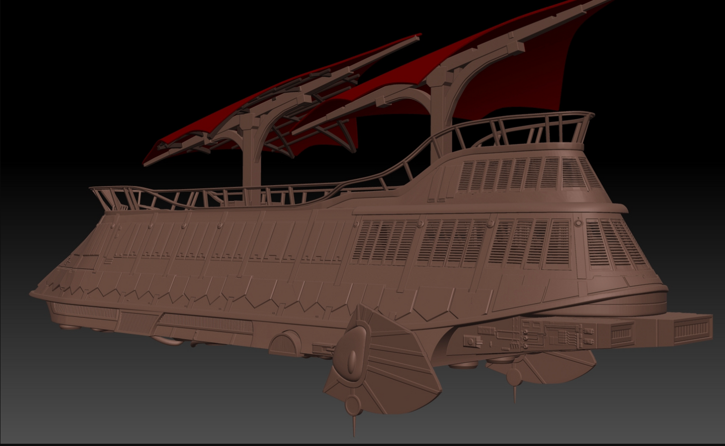 Star Wars 3D Printed 7ft Jabba Sail Barge HUGE 3.75" Scale Khetanna