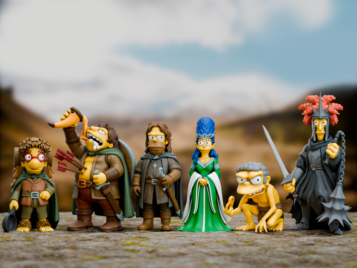 Simpsons Lord of the rings mashup 3D Printed figure set LOTR