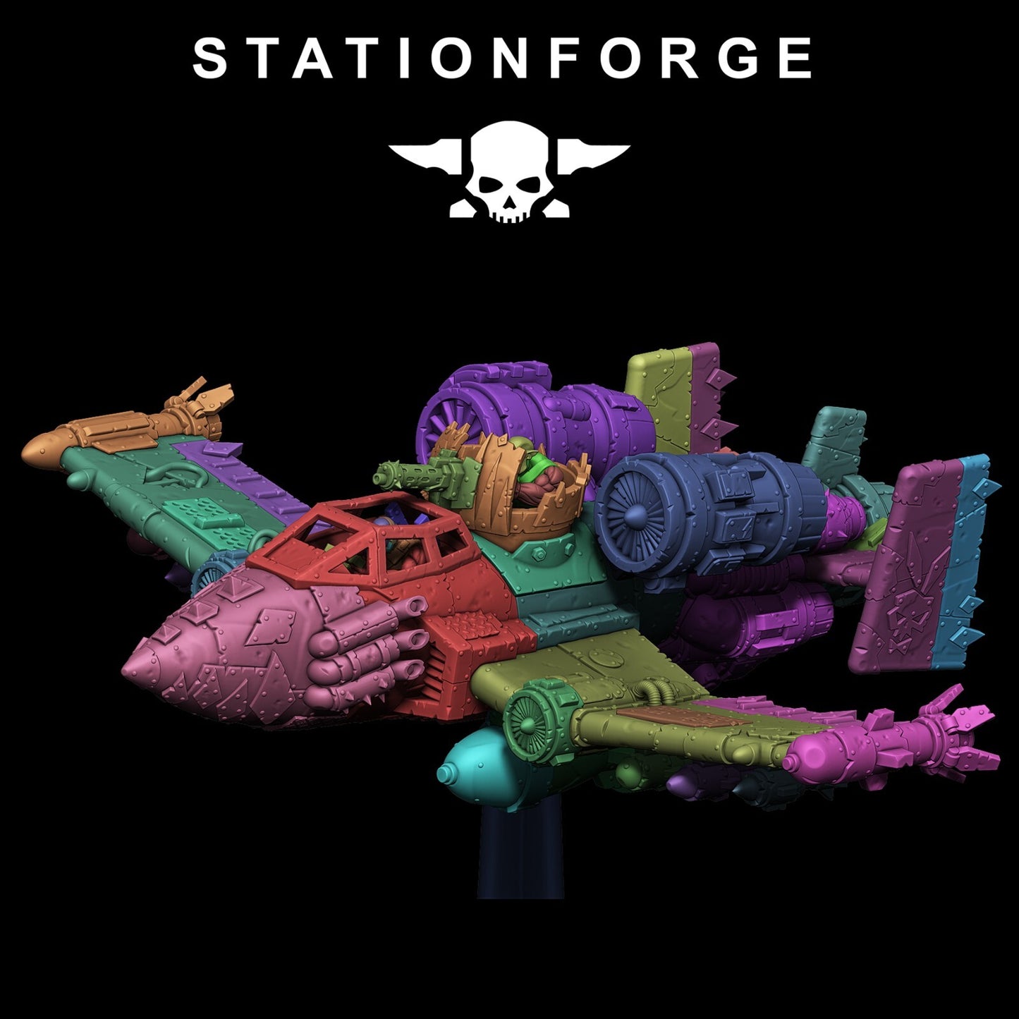 The Orkaz plane and crew from Station Forge 32mm
