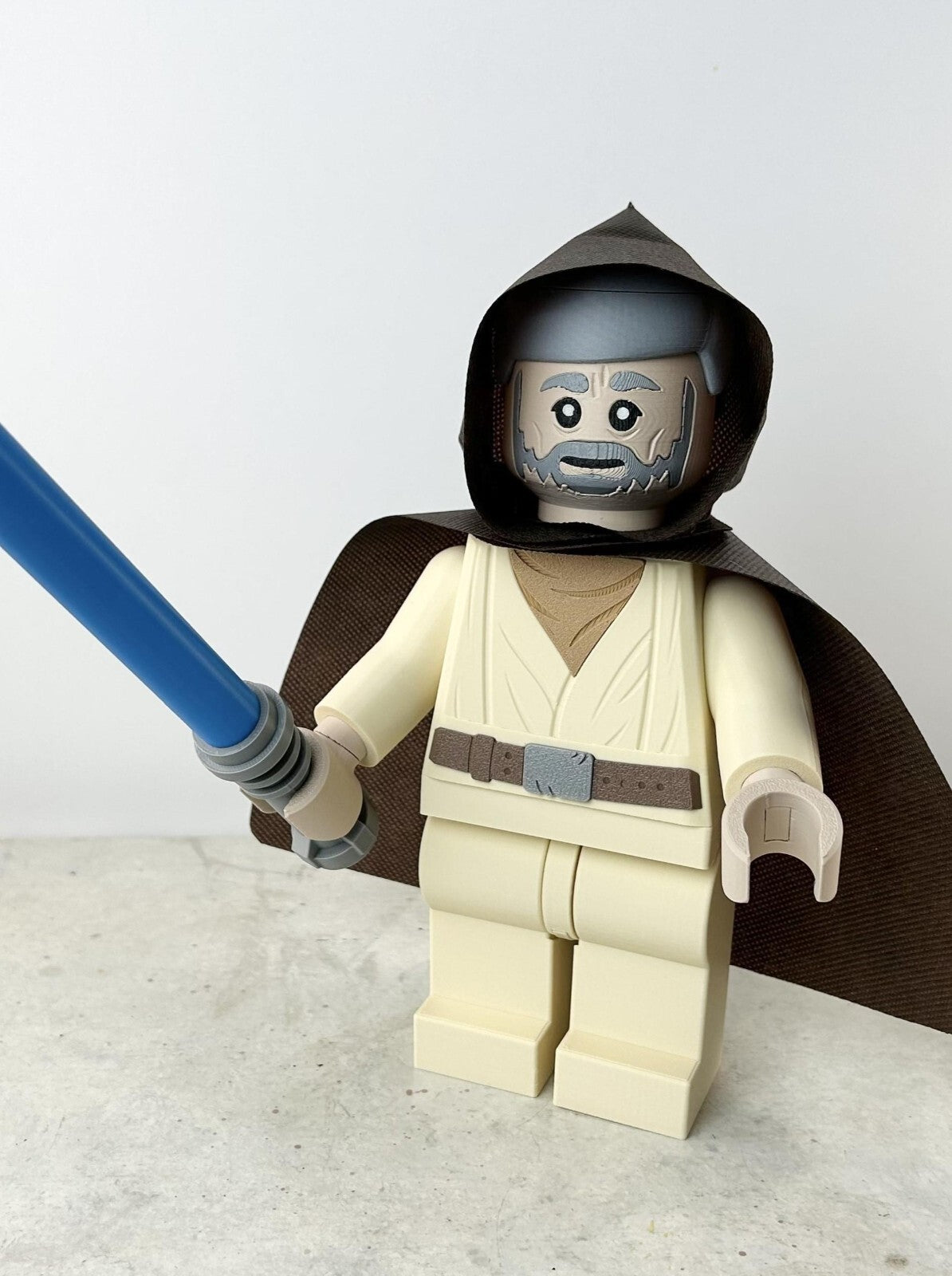 3D Printed. 9"  Brick inspired Deluxe Obi Wan Kanobi Figure With Cape
