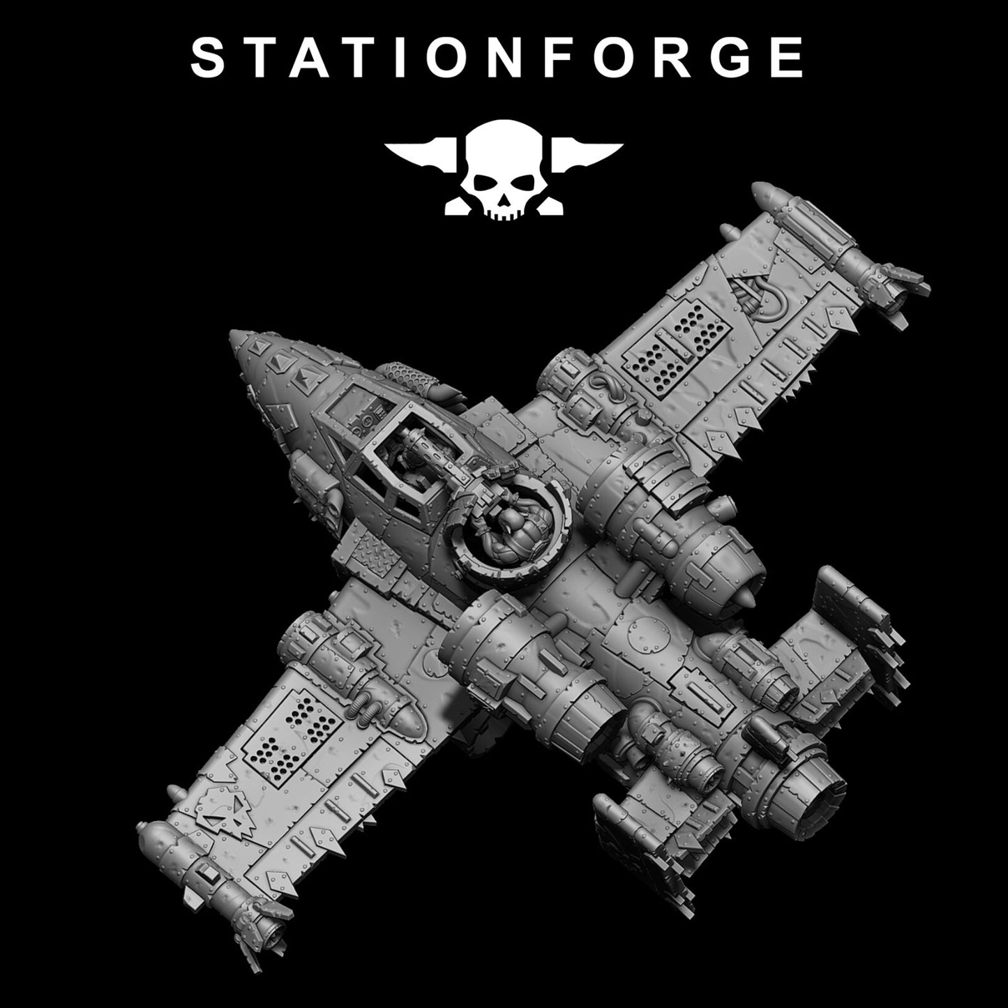 The Orkaz plane and crew from Station Forge 32mm