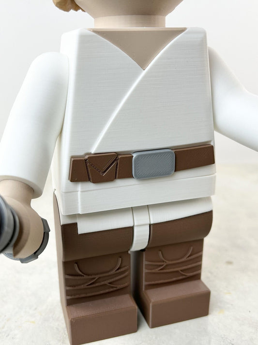 3D Printed. 9" Brick inspired Deluxe Luke Skywalker Figure