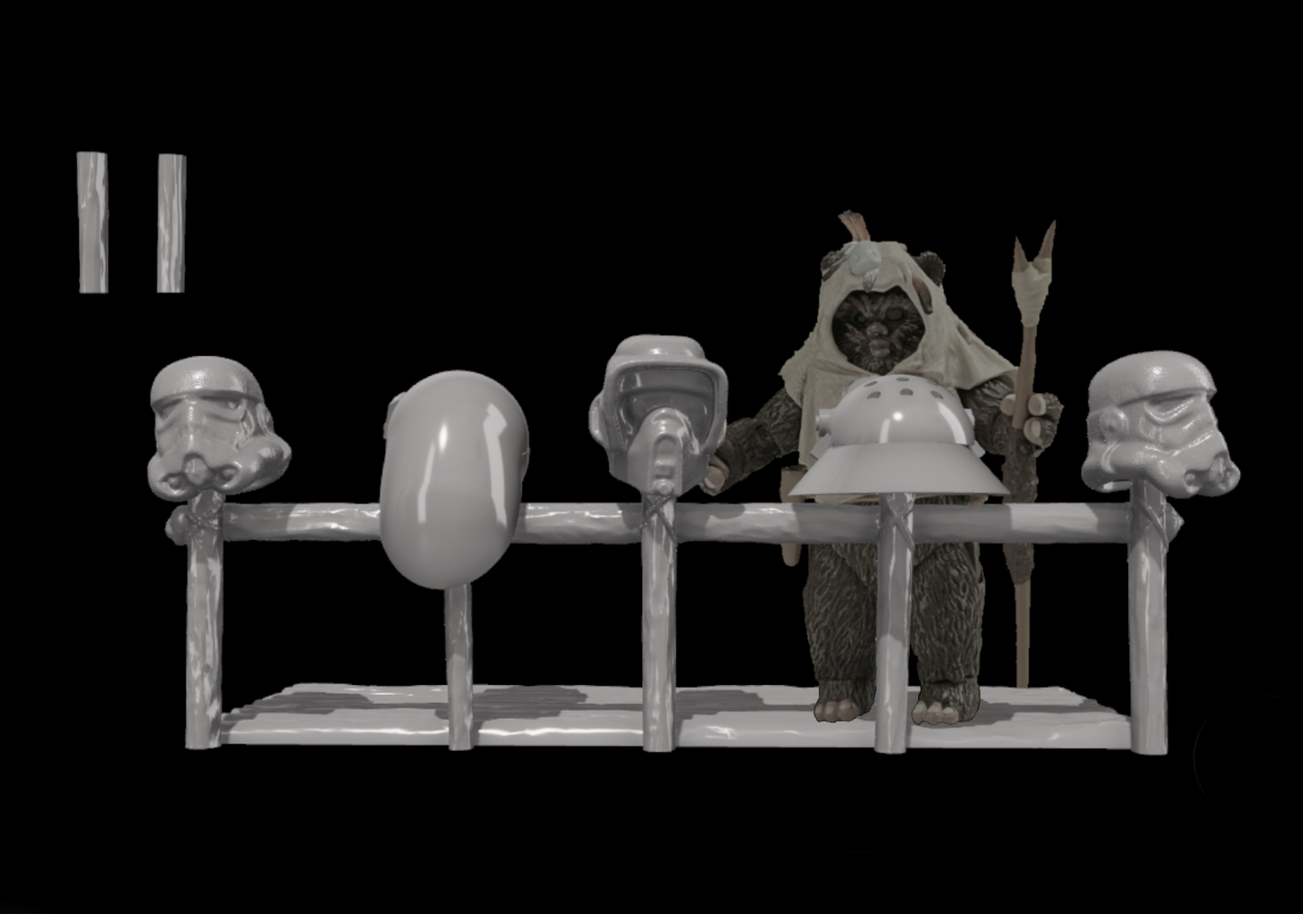 3D Printed Star Wars Ewok helmet drums 3.75" Scale