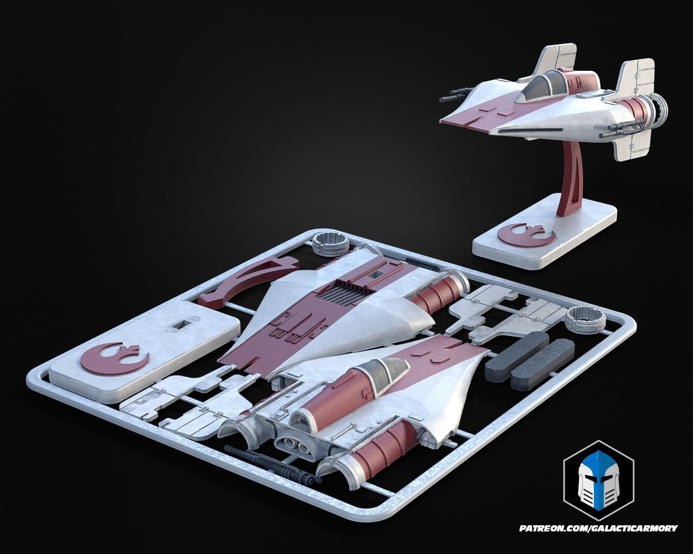 3d printed - STAR WARS  A Wing - kit card - full colour print