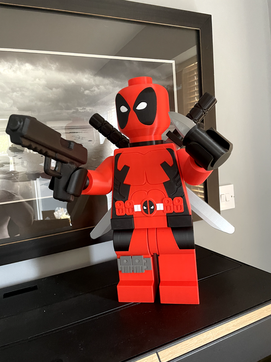3D Printed. 9" Brick inspired Deluxe Deadpool Figure