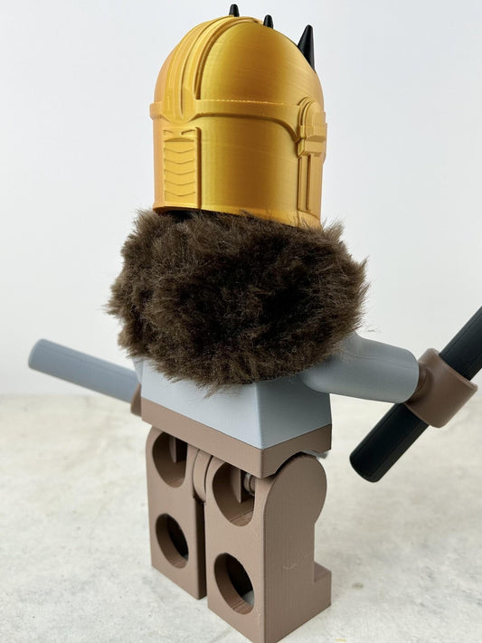 3D Printed. 9" Brick inspired Deluxe The Armourer with fur and tools