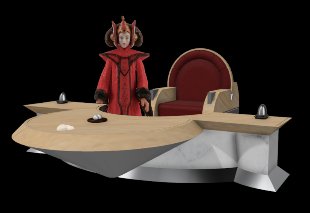 Queen Amidala's Throne and Desk and Bantha droid 3.75"