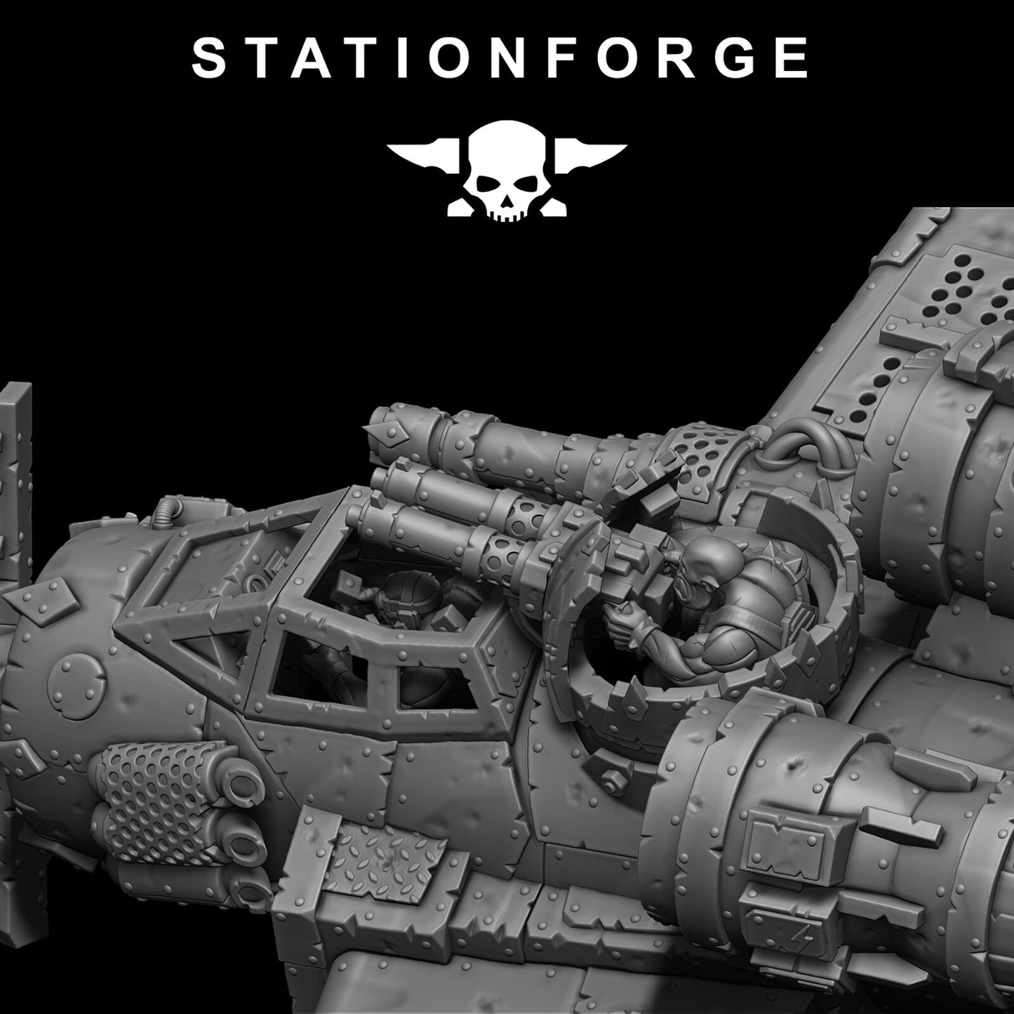The Orkaz plane and crew from Station Forge 32mm