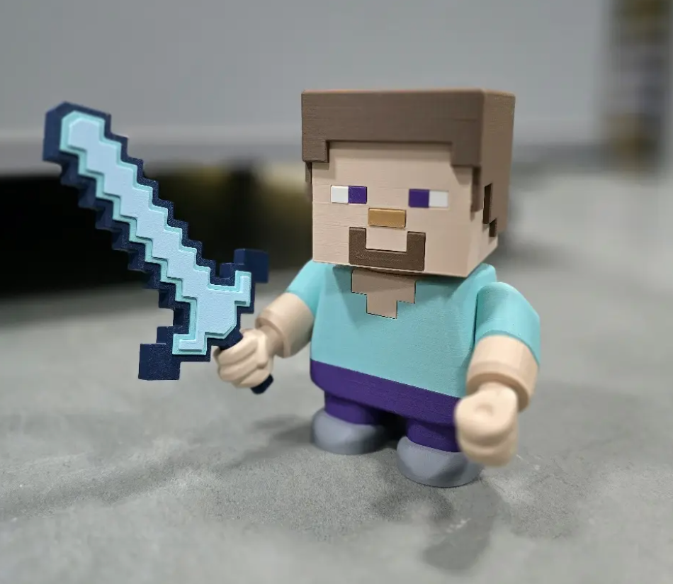 Minecraft 3D printed Steve figure, Minecraft movie