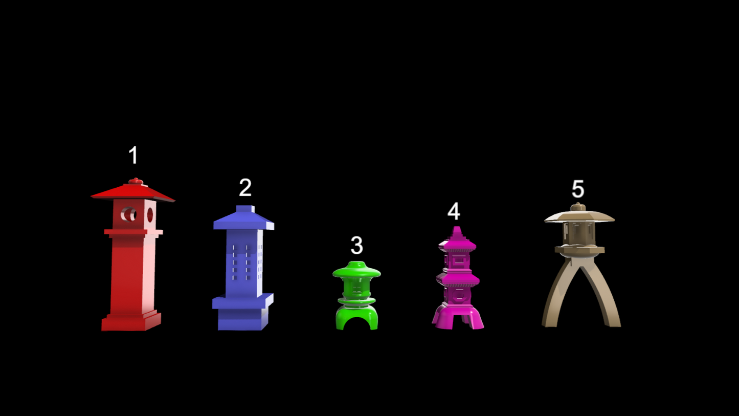 3D Printed Pagodas fro dioramas 3.75" & 6" Scale