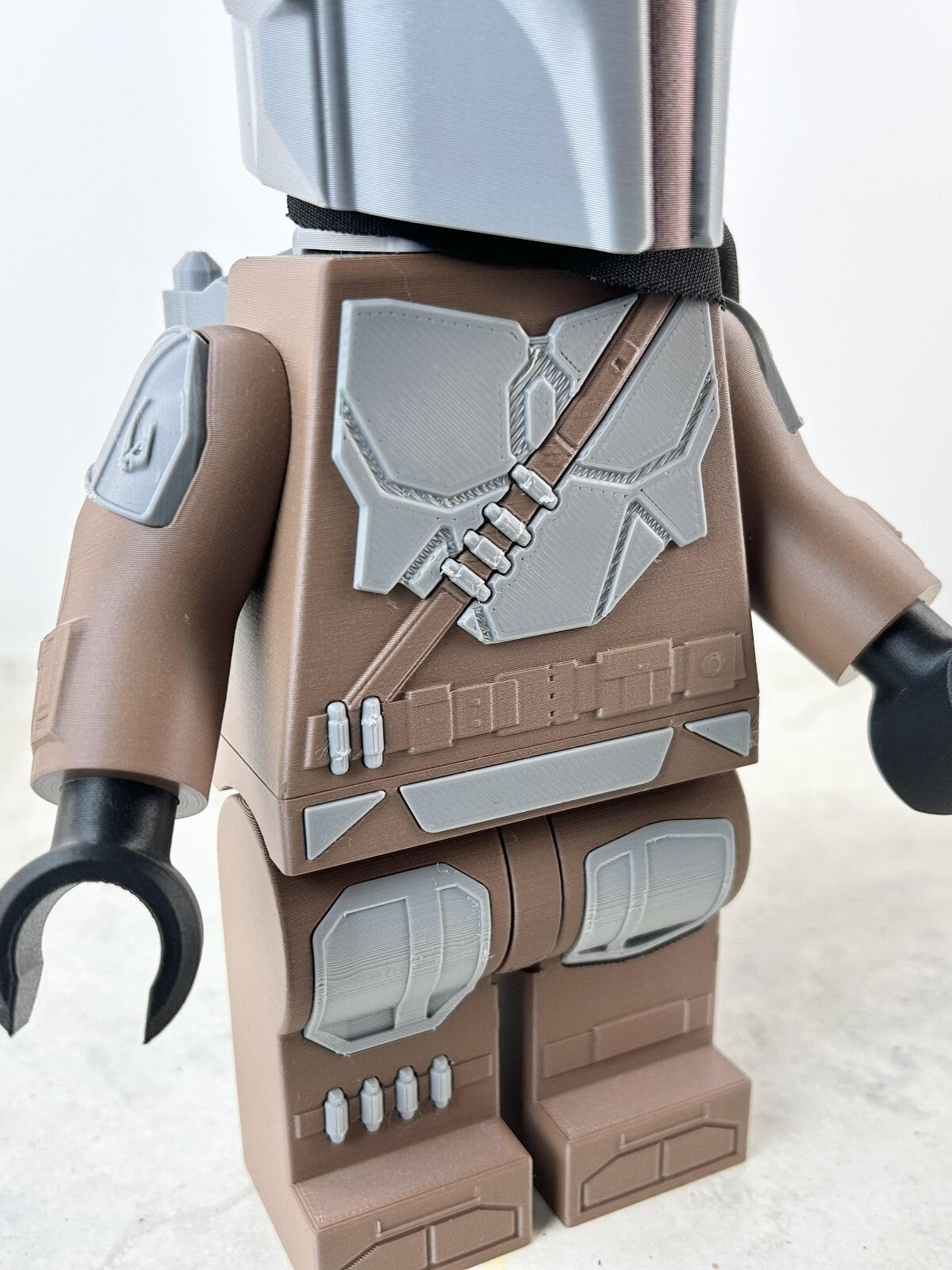 3D Printed. 9" Brick inspired Deluxe Din Darjin, Mandolorian Figure With Cape