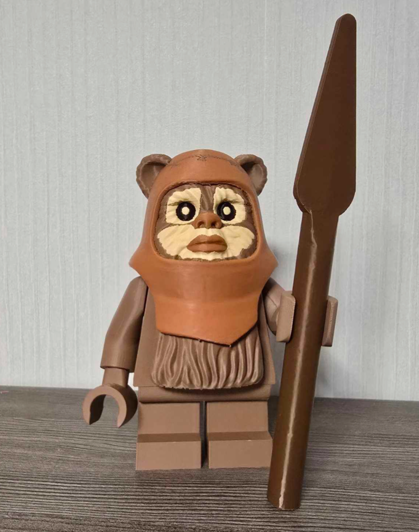 Star Wars 3D Printed. 7" (scaled for 9") brick inspired Brick Figure Wicket Ewok