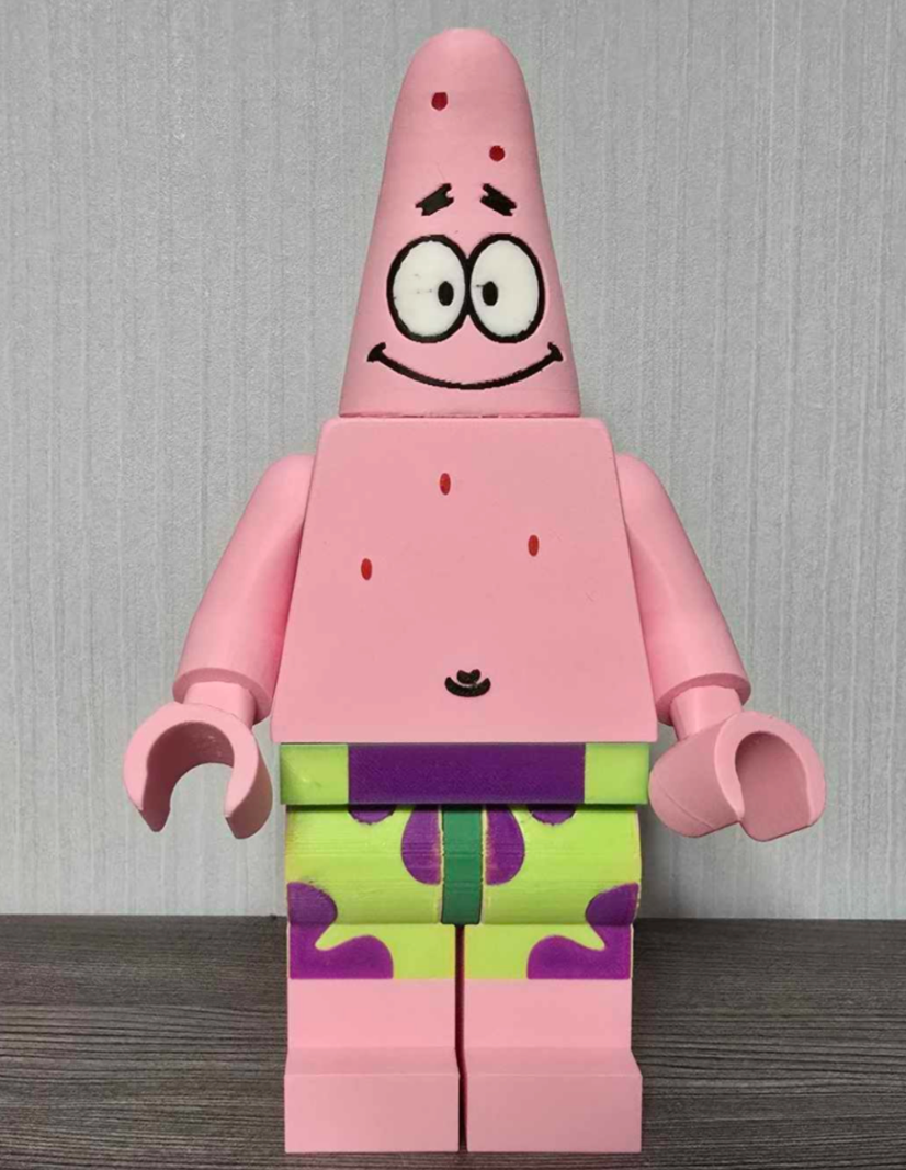 3D Printed. 9" brick inspired Deluxe Spongebob Patrick Figure