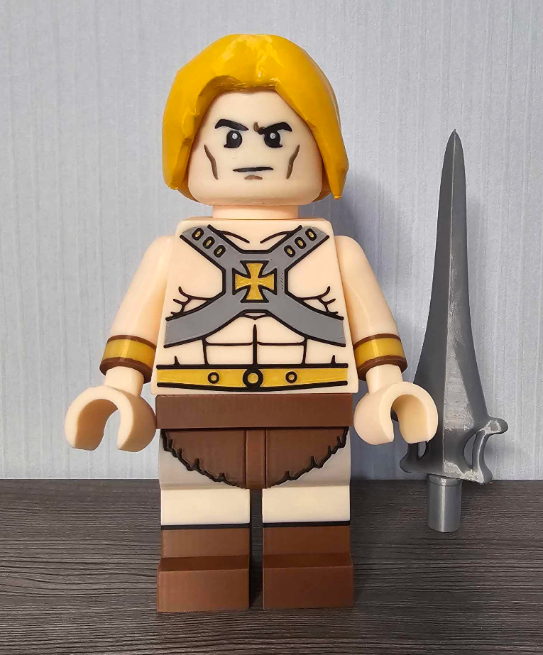 3D Printed. 9" Brick inspired He Man MOTU figure