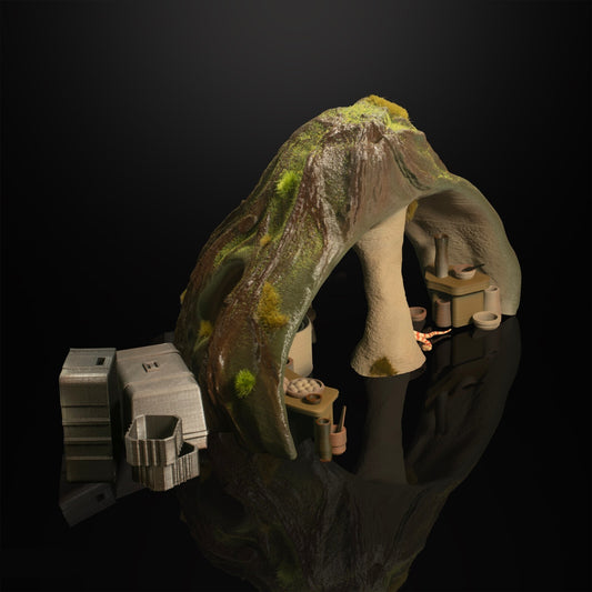 3D printed Yoda hut  diorama for Star Wars 3.75" Vintage Figures Finished