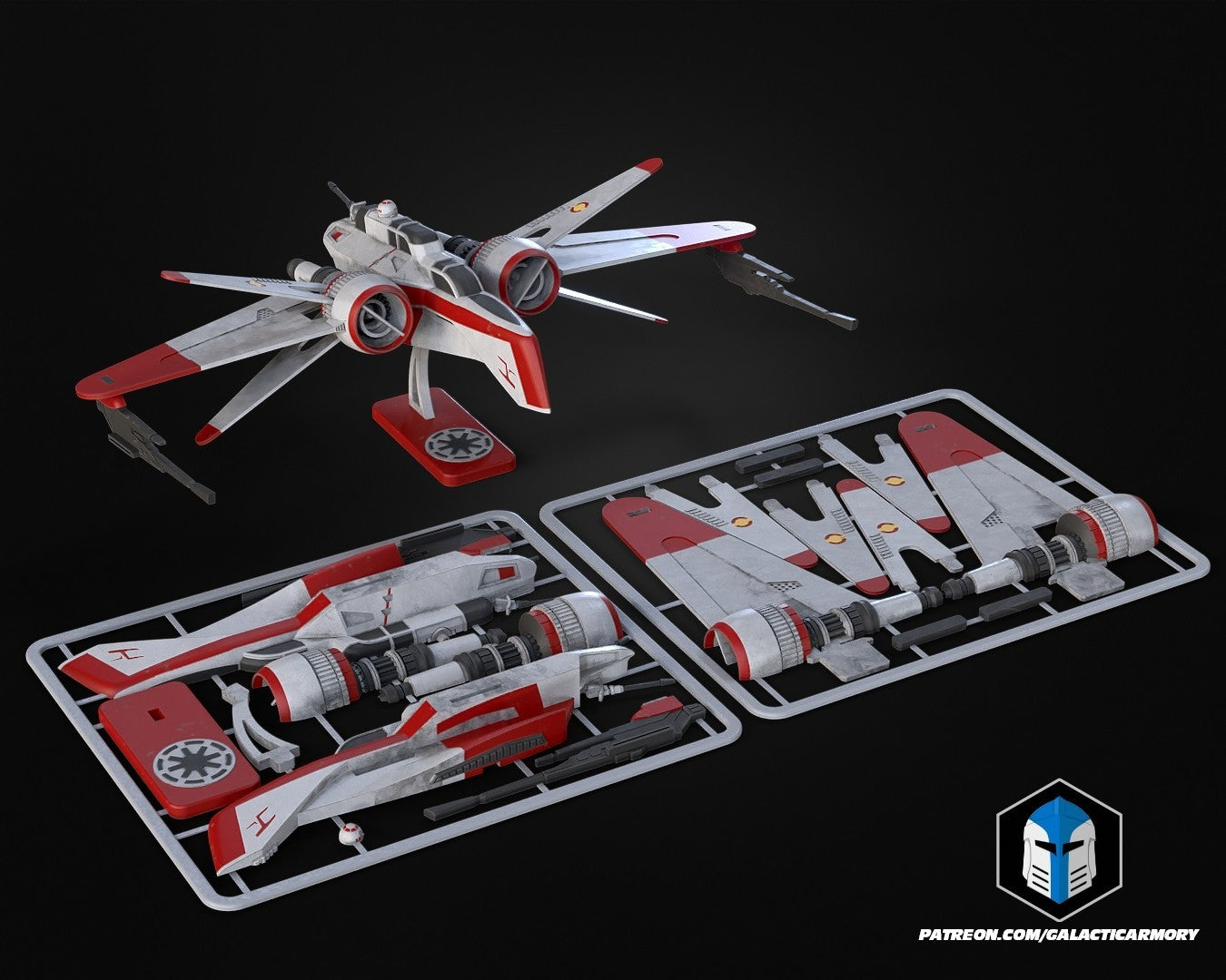 3d printed - STAR WARS  ARC 170 - kit card - full colour print