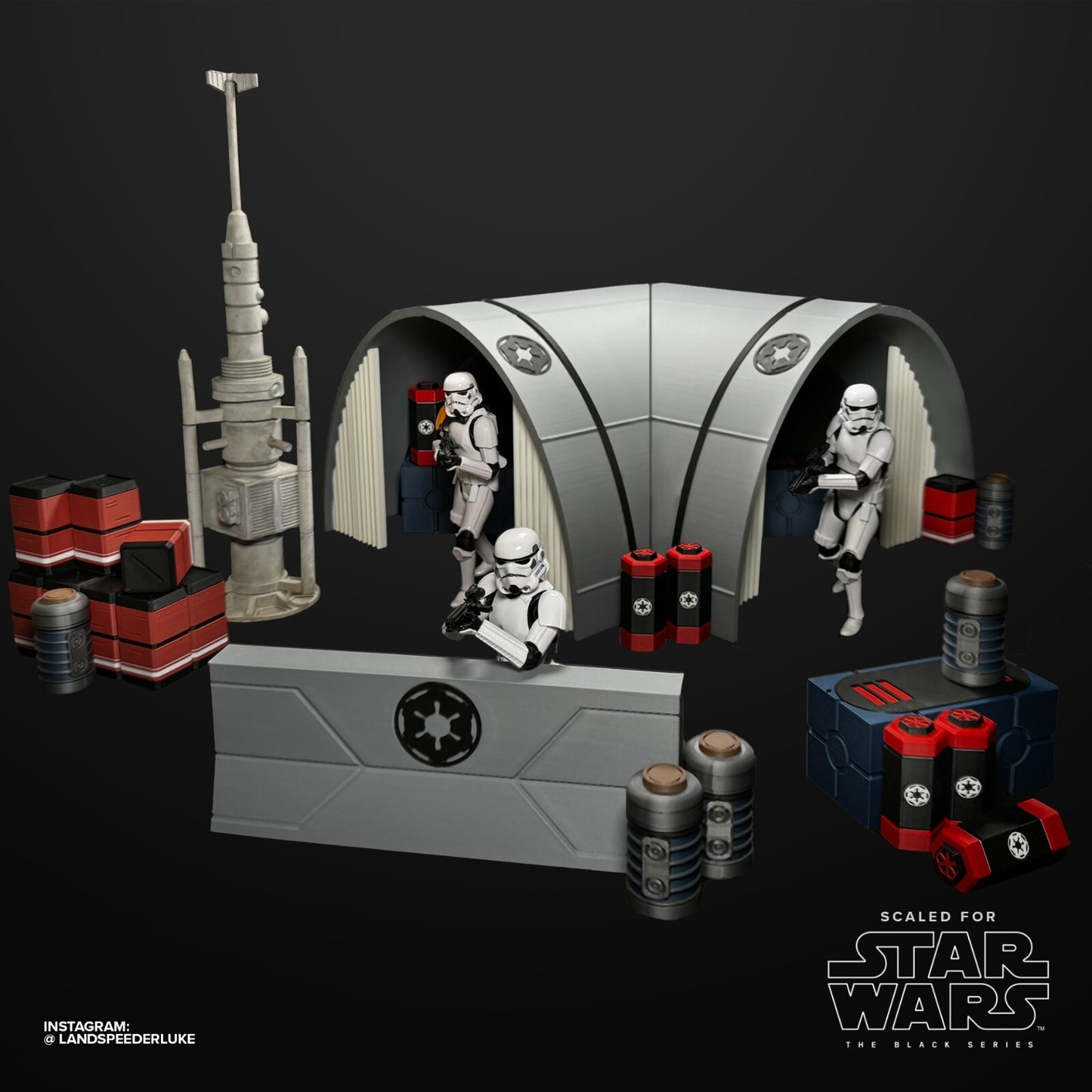 Imperial Outpost Stormtrooper camp for Black Series Figures.