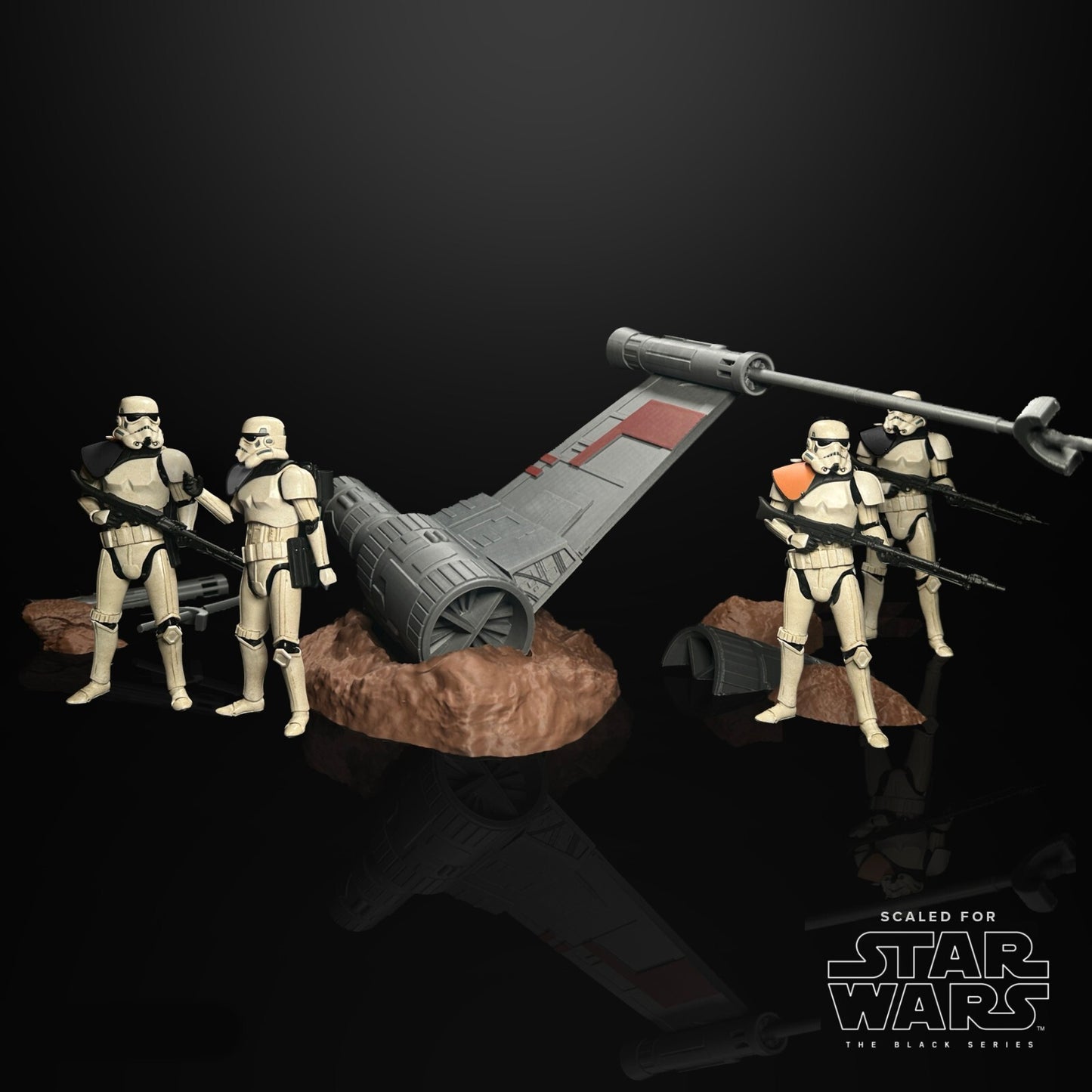 3D Printed buried X Wing diorama for Black Series figures