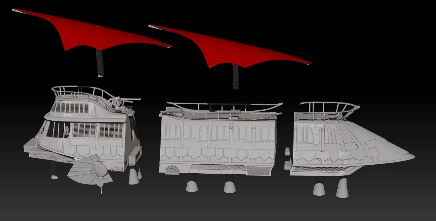 Star Wars 3D Printed 7ft Jabba Sail Barge HUGE 3.75" Scale Khetanna