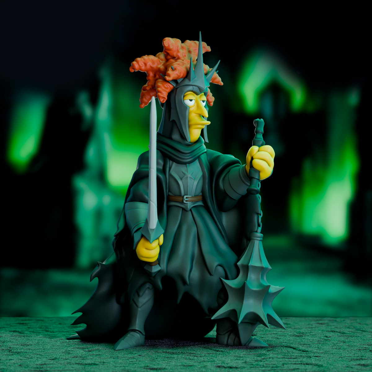 Sideshow from the Simpsons Witch king 3D Printed mashup figure 6" LOTR