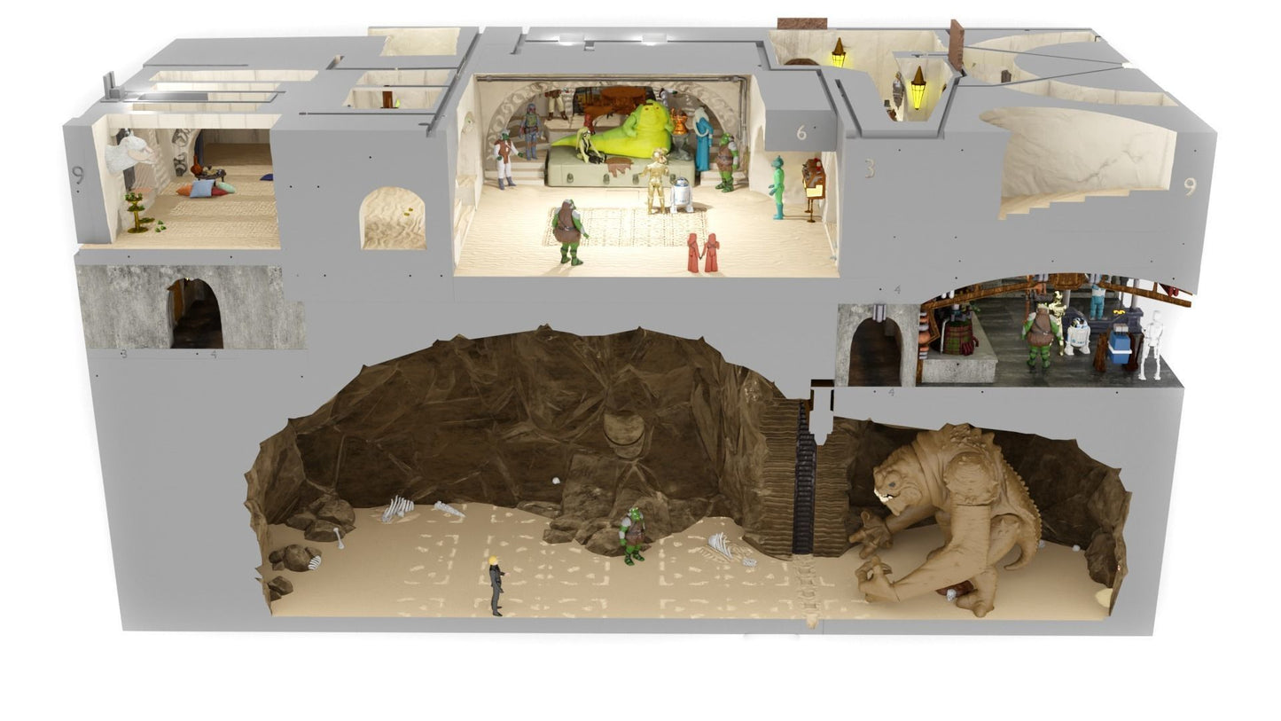 Epic 3D printed Jabba's Palace Diorama For 3.75" 1-18 Figures