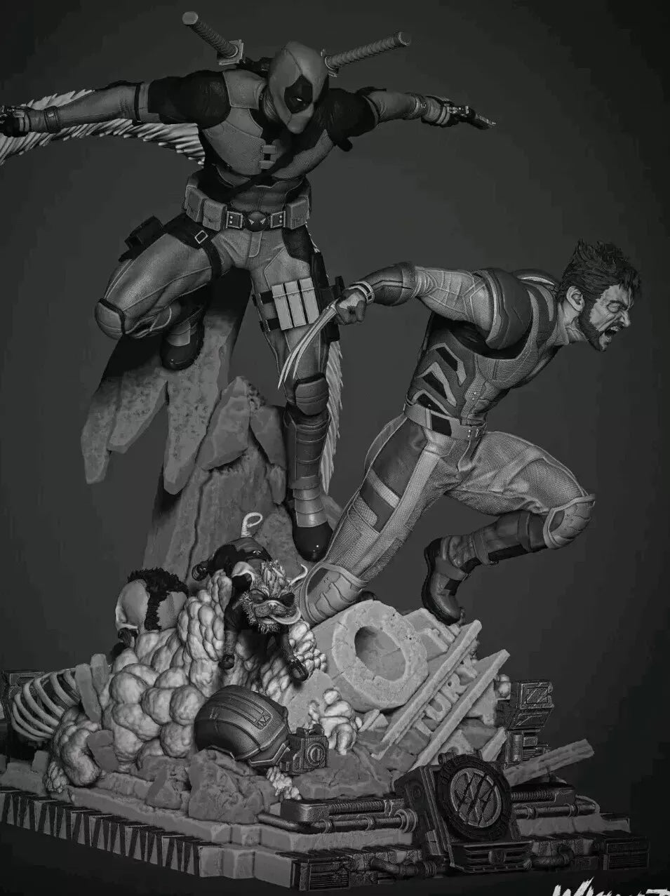 Marvel Deadpool And Wolverine Diorama 1/16 Scale  Resin 3d printed model kit