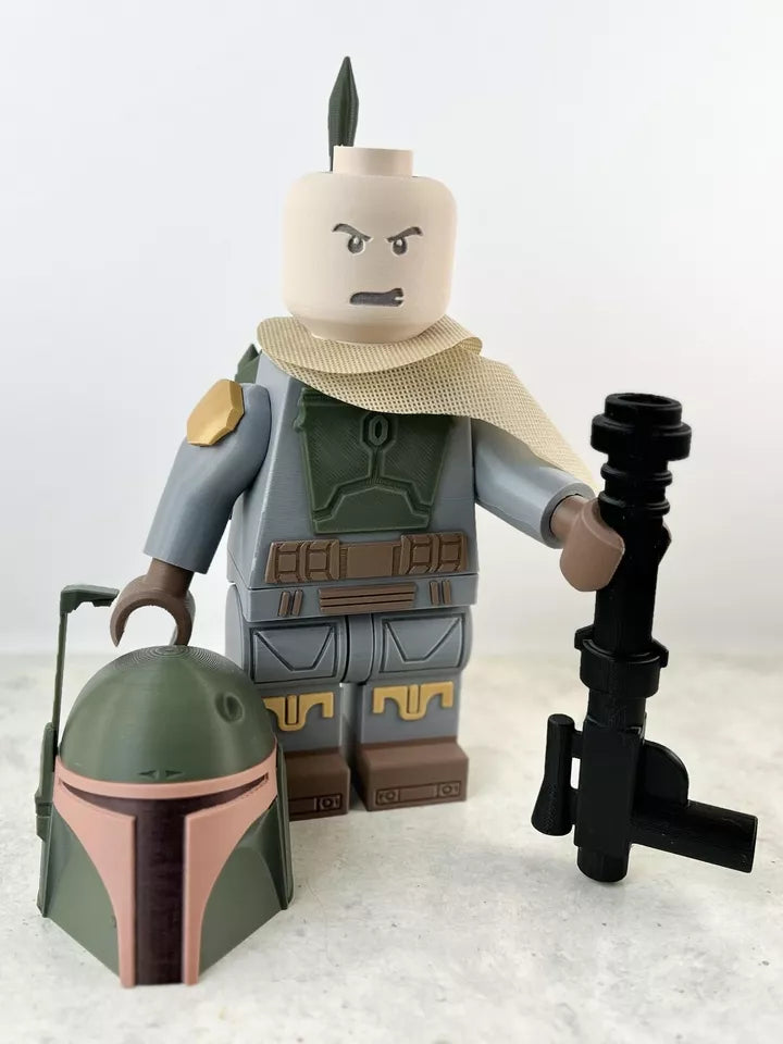 3D Printed. 9" Lego inspired Deluxe Boba Fett Figure With Cape