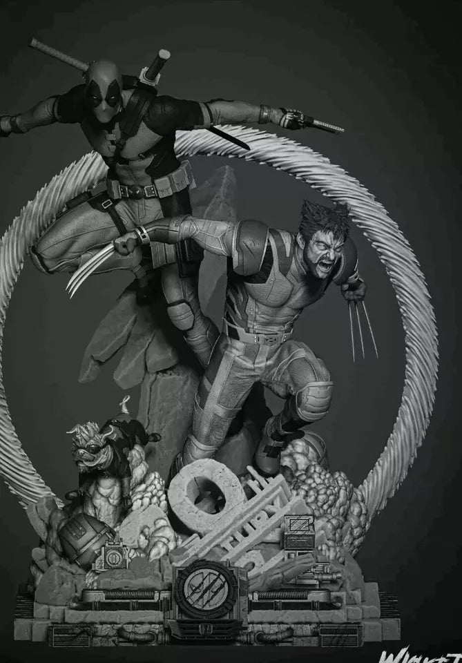 Marvel Deadpool And Wolverine Diorama 1/16 Scale  Resin 3d printed model kit