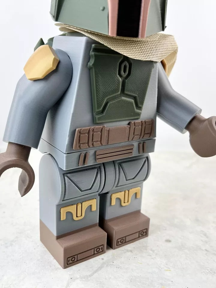 3D Printed. 9" Lego inspired Deluxe Boba Fett Figure With Cape