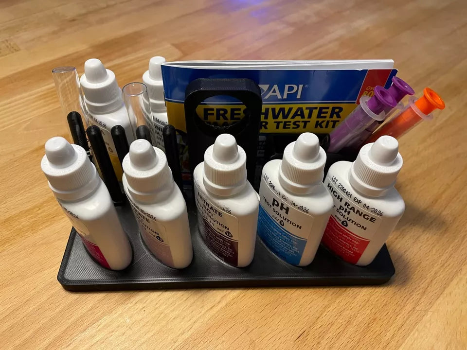 API test kit holder, carry system and dry rack for marine or tropical aquarium