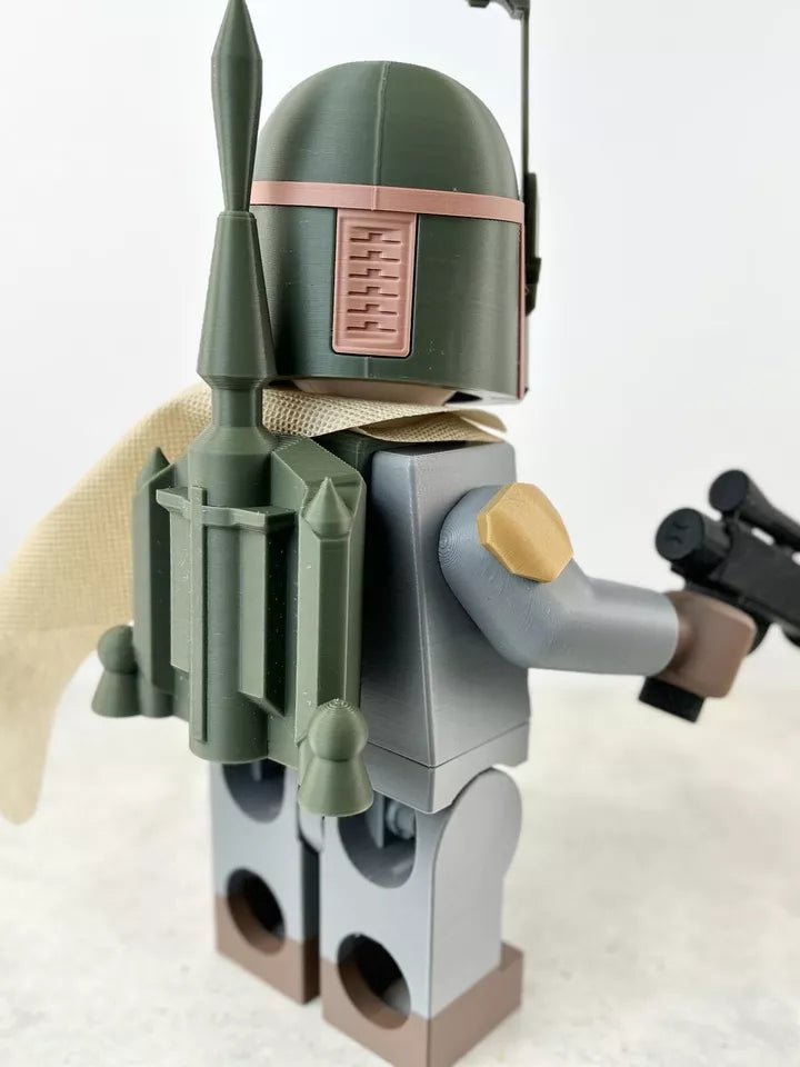 3D Printed. 9" Lego inspired Deluxe Boba Fett Figure With Cape